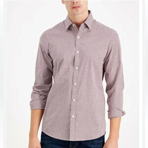Michael Kors red checkered slim fit shirt size large business casual shirt